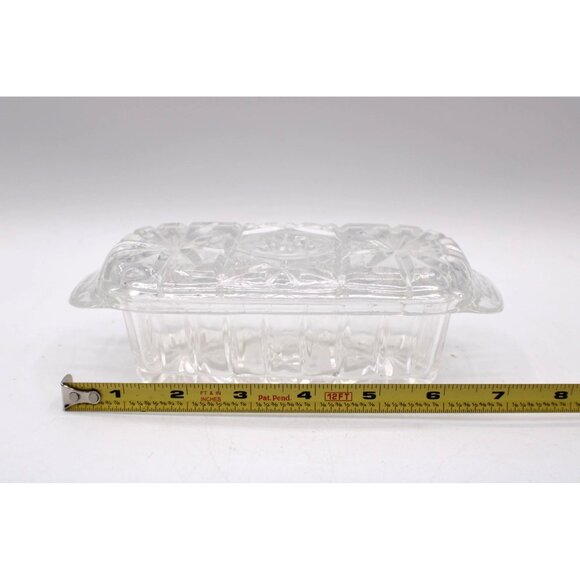 Vintage Anchor Hocking Glass Butter Dish EAPC Prescut Star of David Design 7" - Picture 10 of 11
